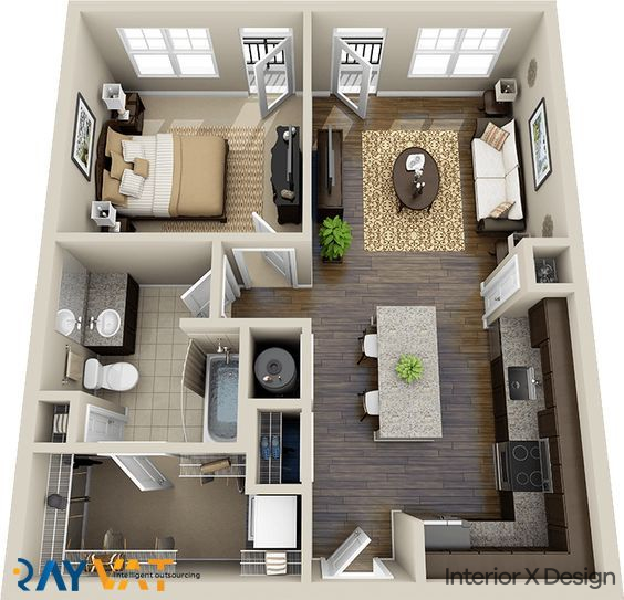 1 BHK house plan for village