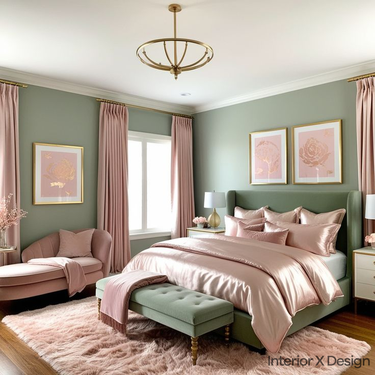 Pink Two Colour Combination for Bedroom Walls