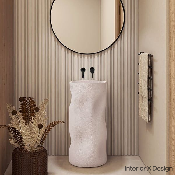 Elegant Pedestal Modern Wash Basin Designs in Hall