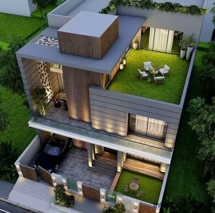 Modern Duplex House Design with a Rooftop Terrace