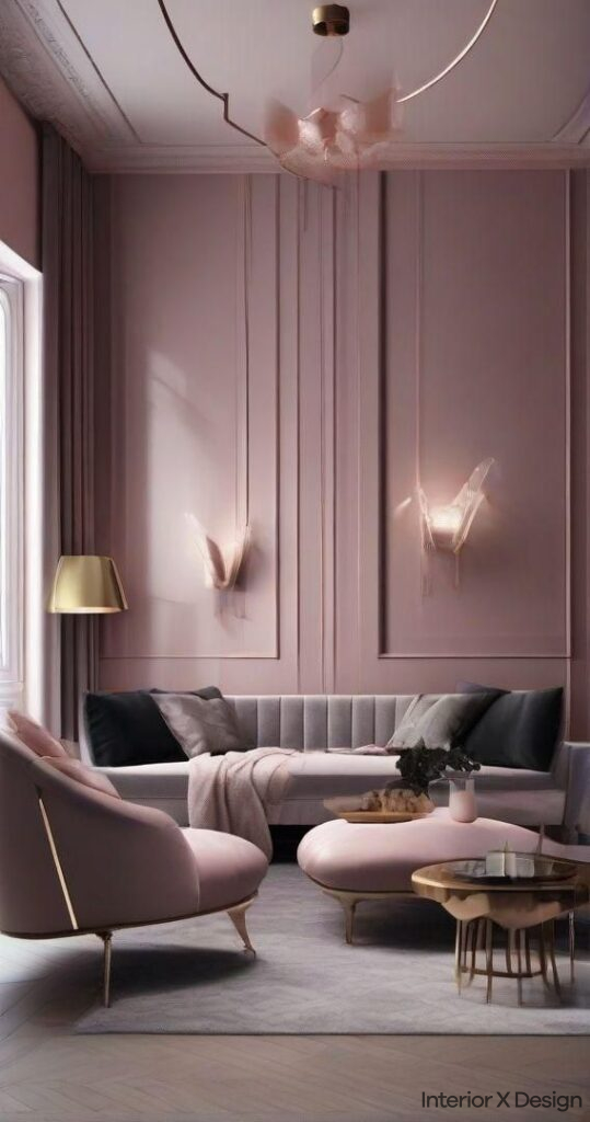 Light Pink and Grey: Pink Two Colour Combination for Bedroom Walls