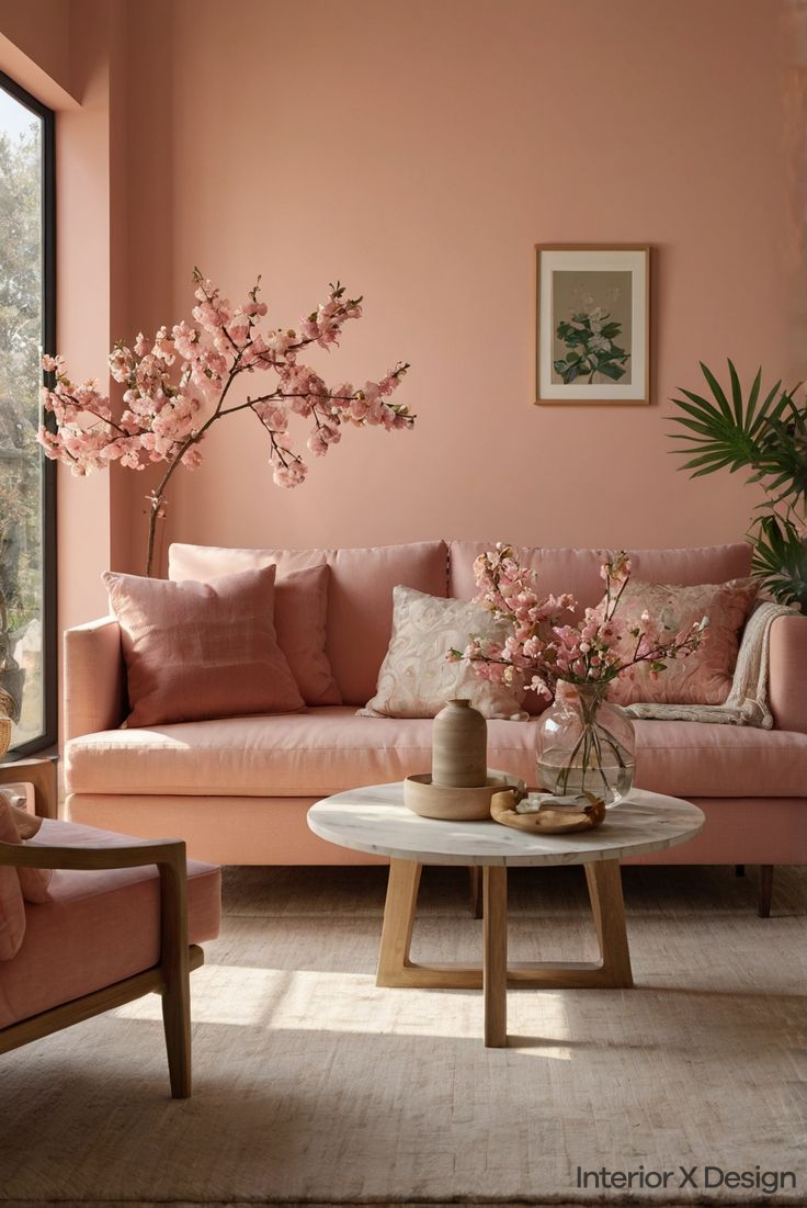 Pink Two Colour Combination for Bedroom Walls