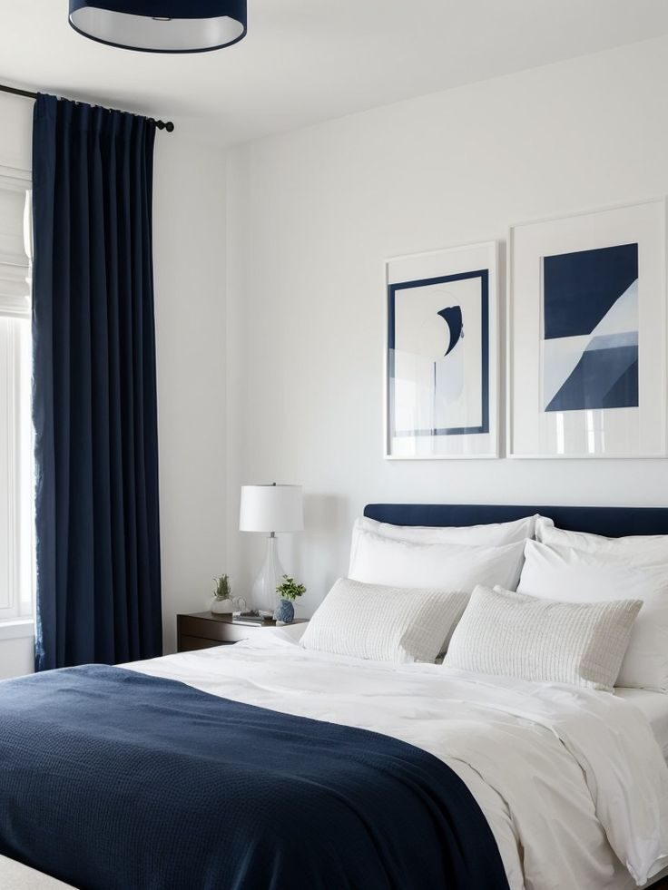 Bold Navy and White – for Guest Room Colour Combinations