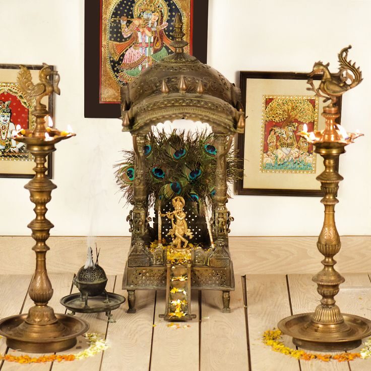 Traditional Oil Lamps: Illuminate with Small Lights for Mandir