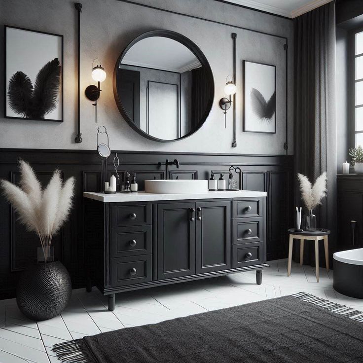 Creating Contrast with Black and Grey in Bathrooms