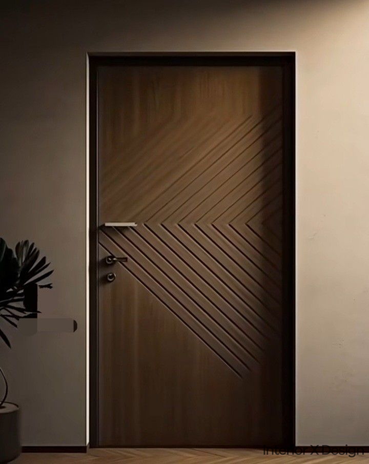 Sleek and Modern Veneer Main Door Design