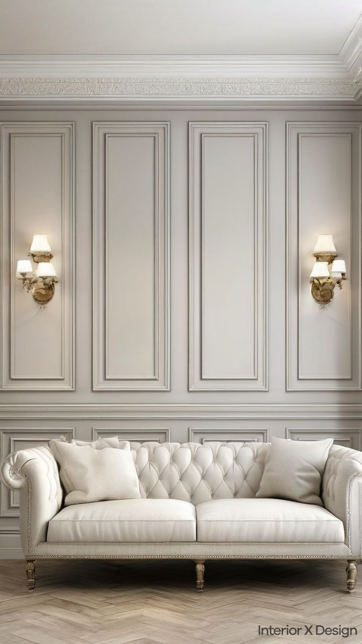 Classic Crown Living Room Wall Moulding Design: Timeless Elegance