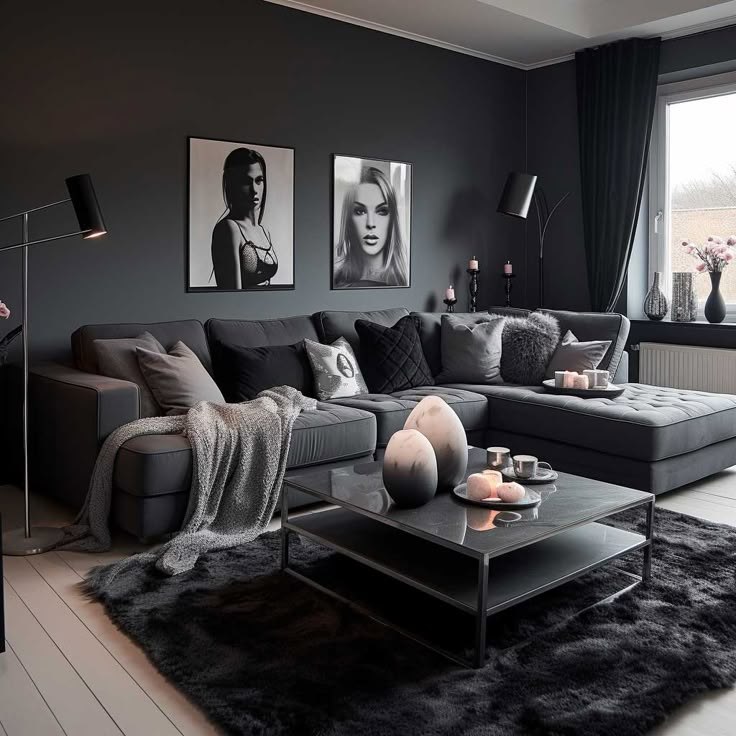 Using Black and Grey in Living Rooms