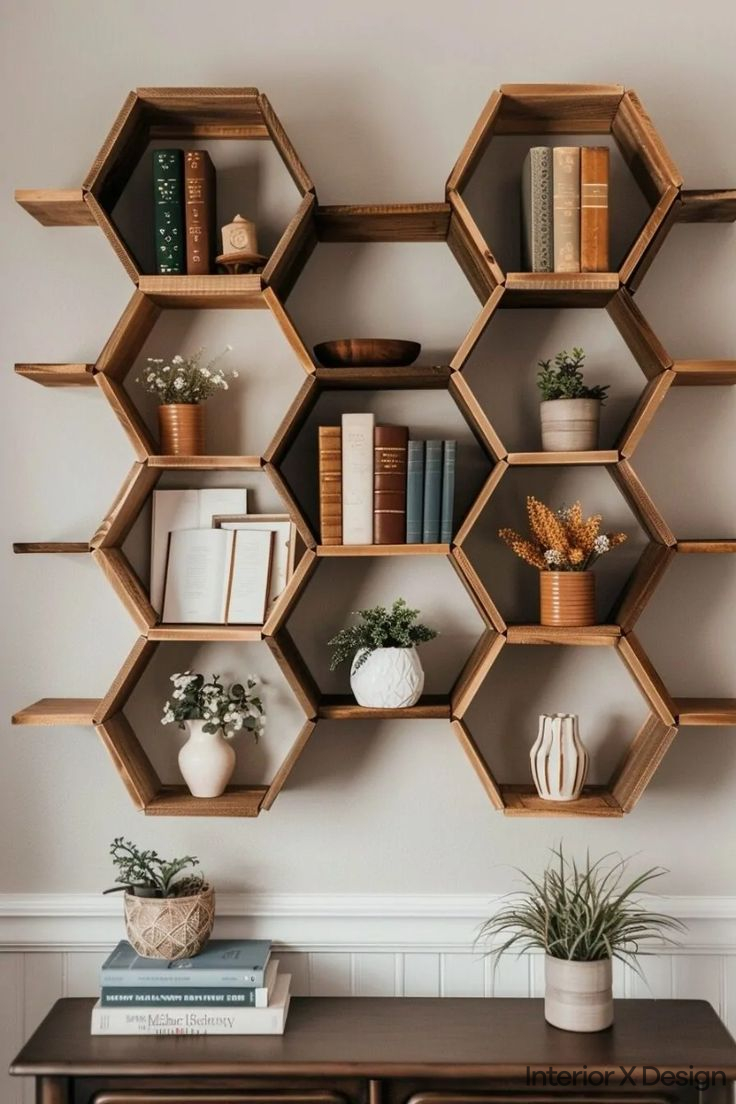 unique living room wall shelf design