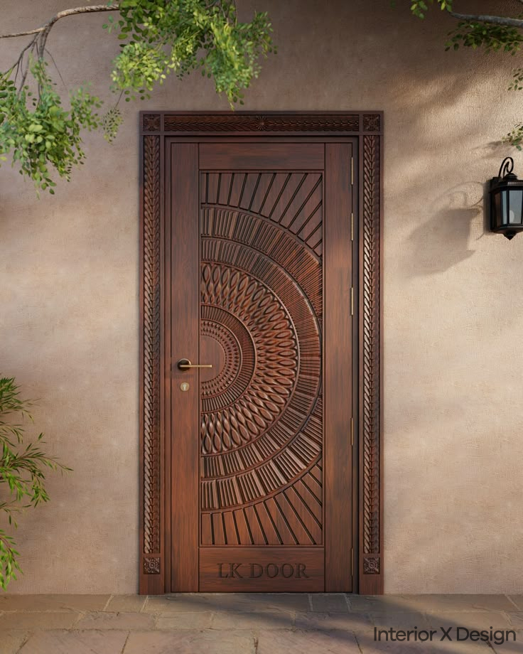 Veneer Main Door with Decorative Inlays