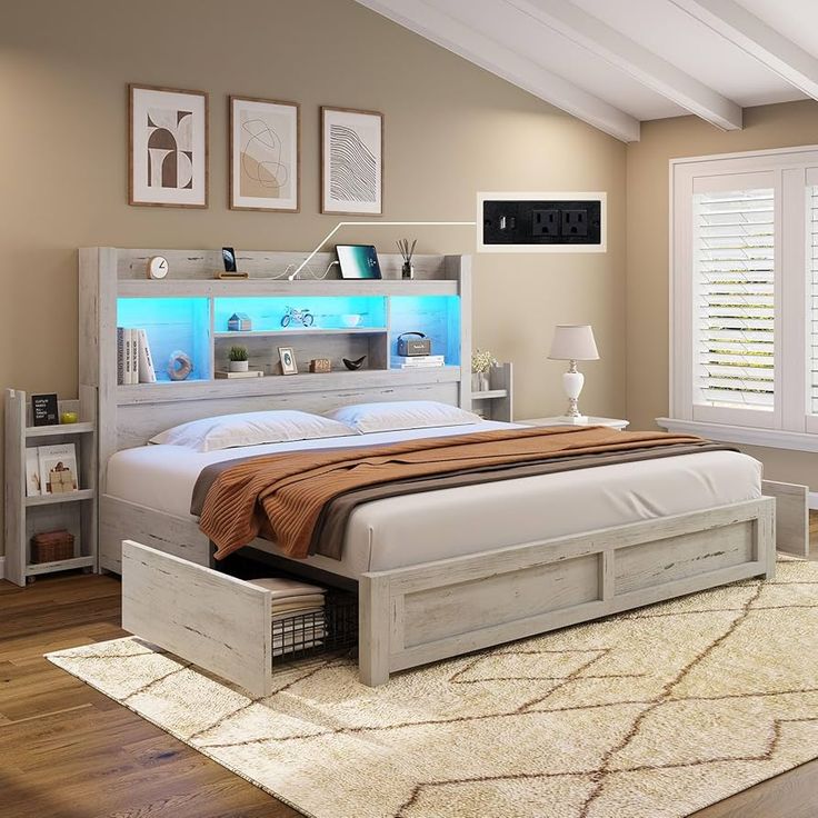  Storage Bed with Built-in Nightstands