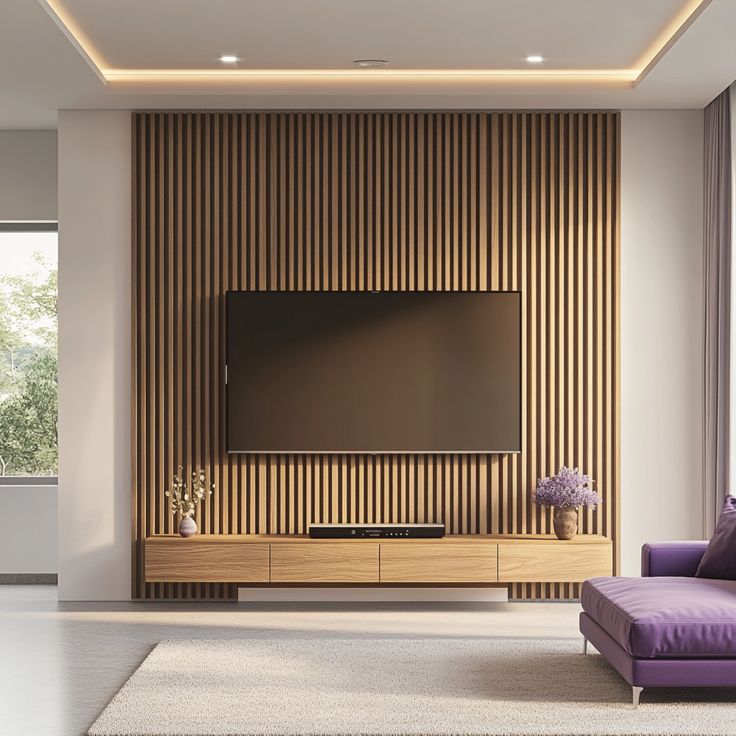 Wooden Panel TV Wall Designs