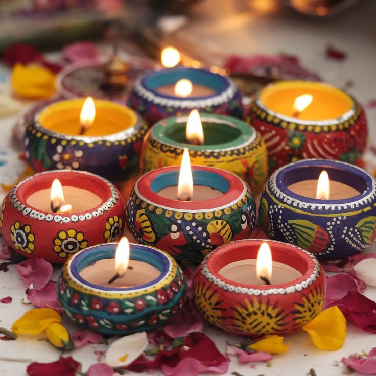 Colorful Diya Rangoli Decoration