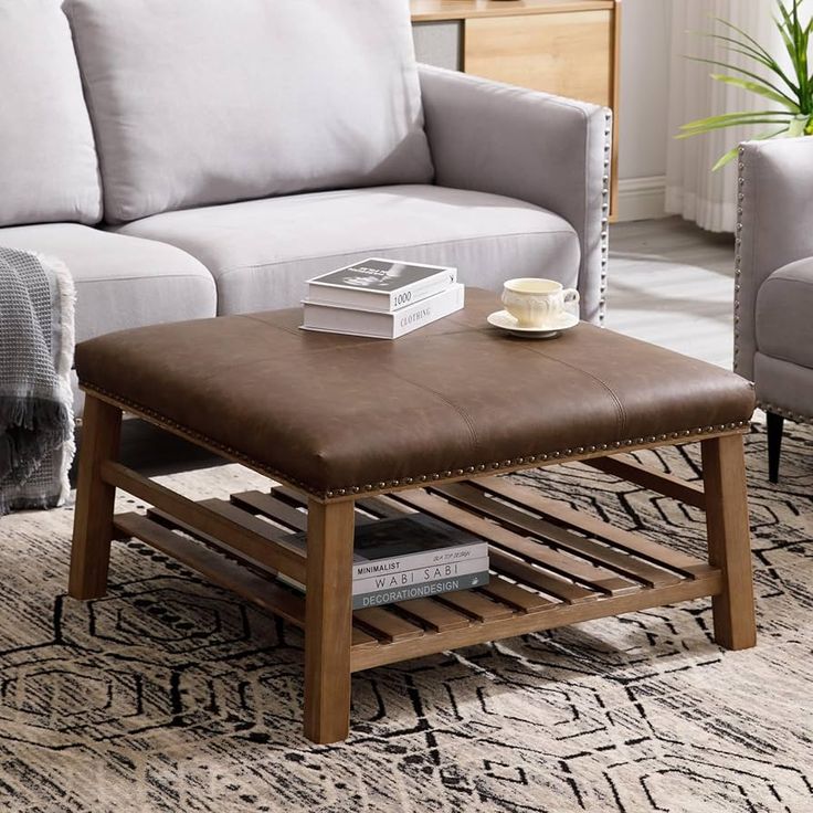 Luxury Leather Upholstered Center Table