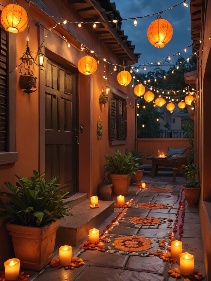 Outdoor Diwali Light Decoration Ideas