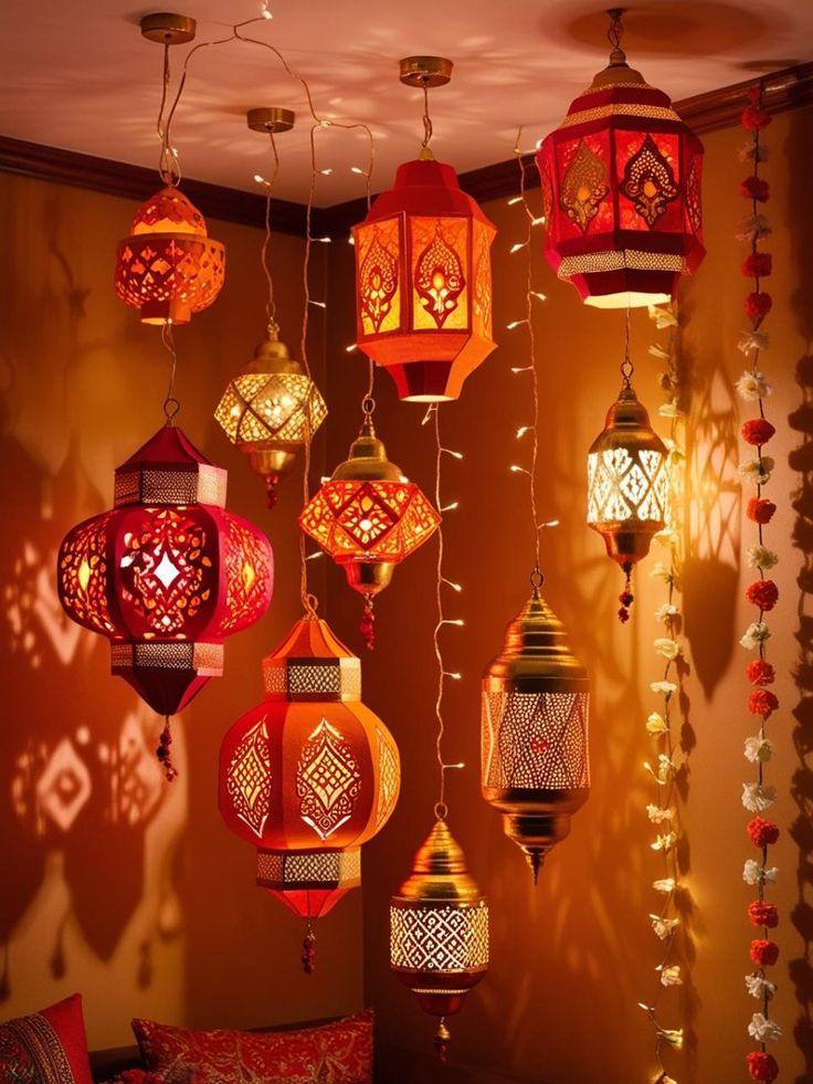  Colorful Diwali Light Decor with Paper Lanterns