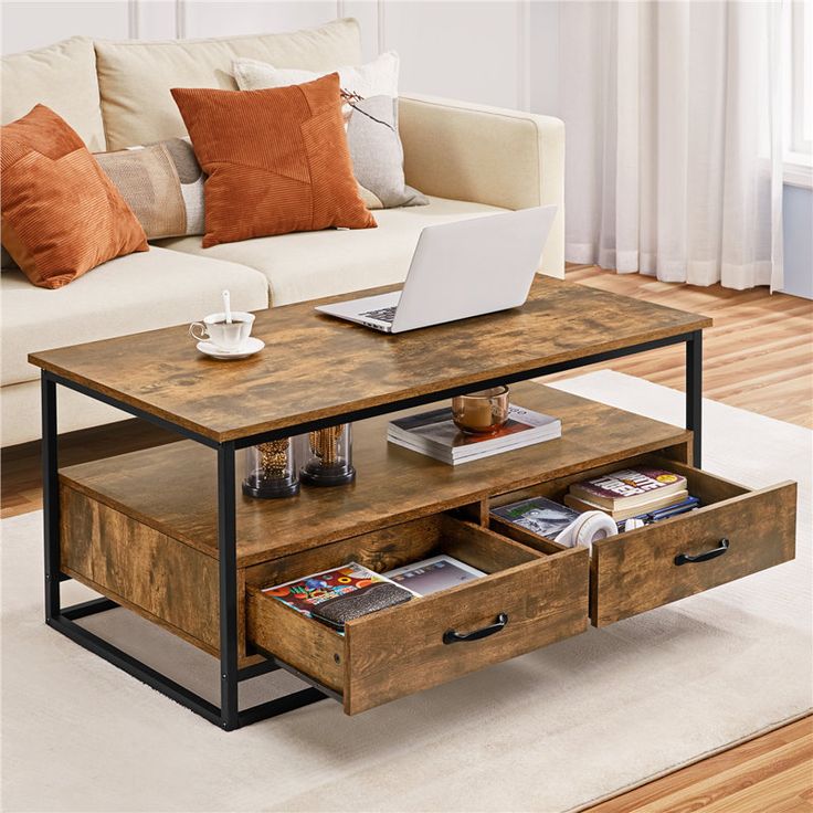 Rustic Center Table Design with Storage