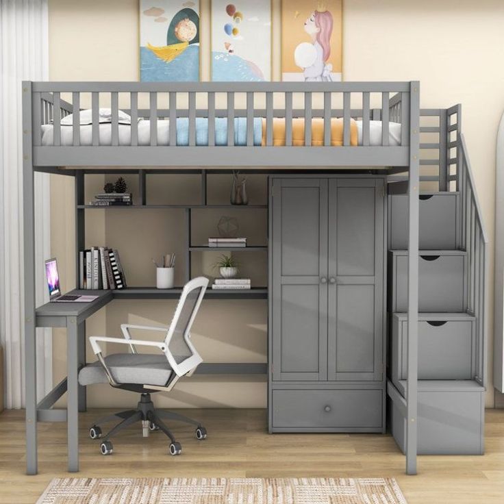 Lofted Bed with Under-Bed Storage