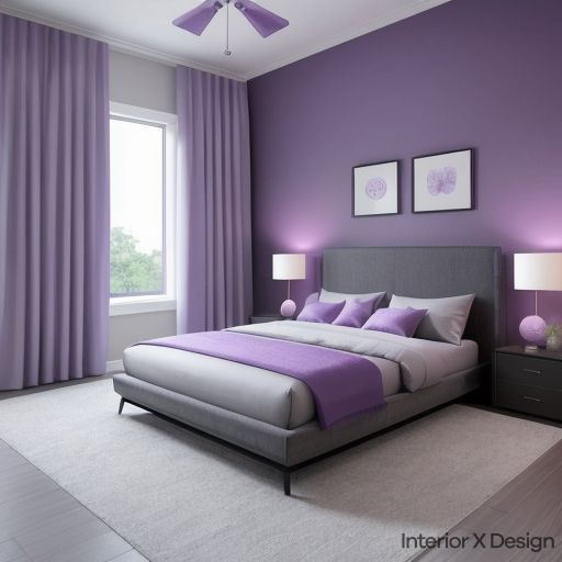 purple two colour combination for bedroom walls