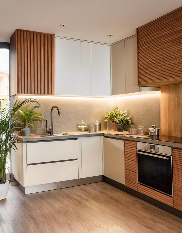 Compact L-Shaped Modular Kitchen for Small Spaces