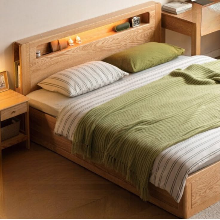 Plywood Bed Design with Headboard Storage