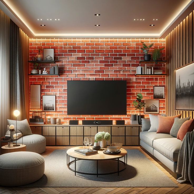 Exposed Red Brick Wall Design