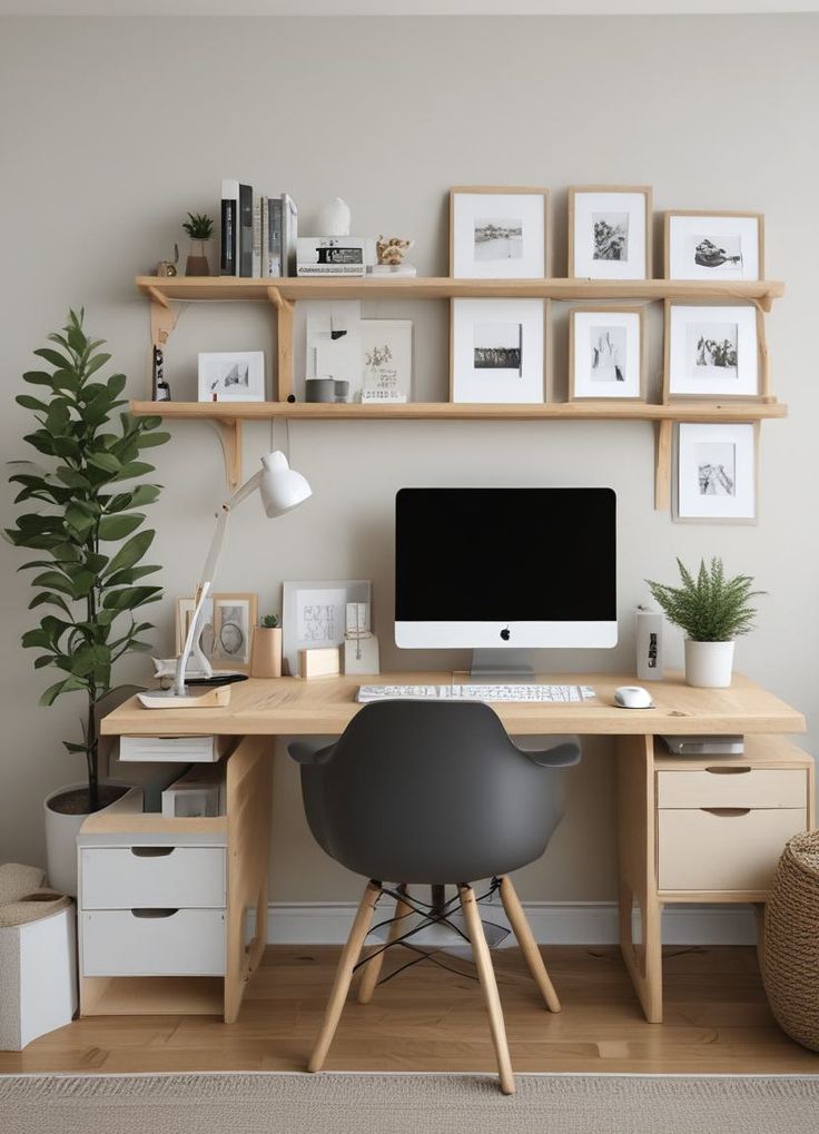 Contemporary Scandinavian Study Desk with Natural Finishes