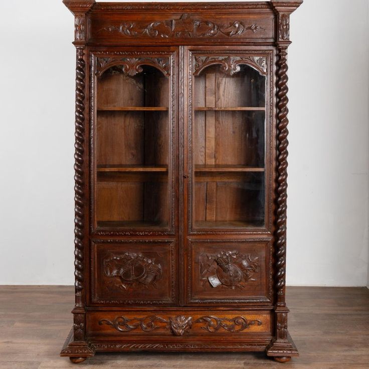 Traditional Wooden Showcase with Carved Details