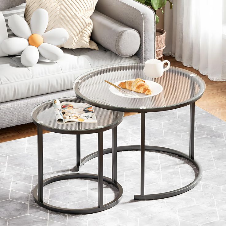 Glass Tea Tables with Metal Accents