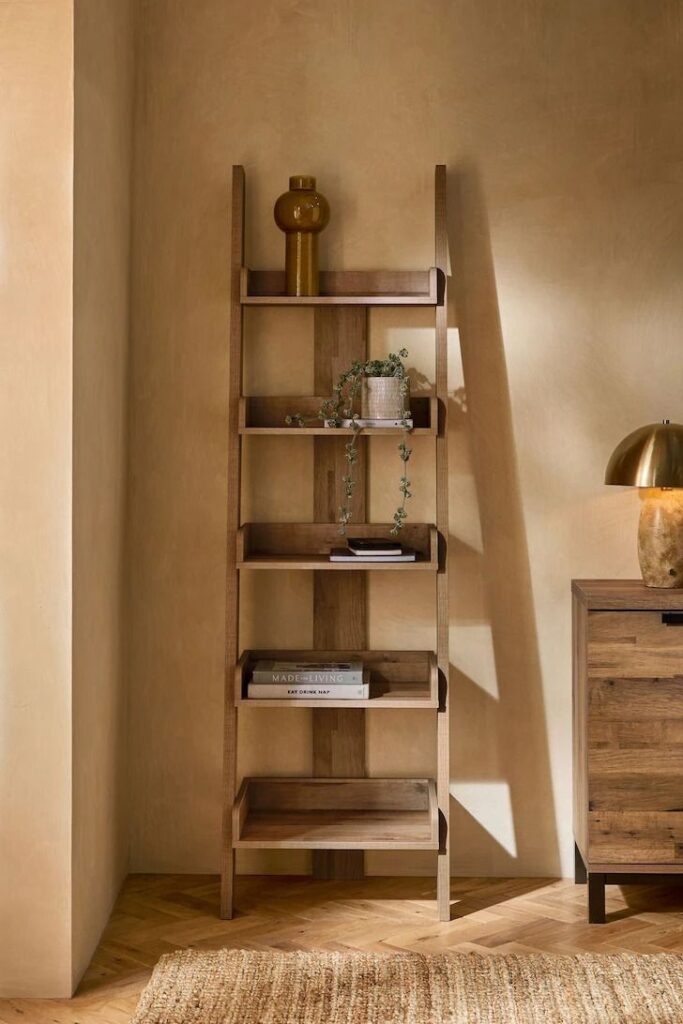 Wall-Mounted Ladder Shelves for a Trendy Touch