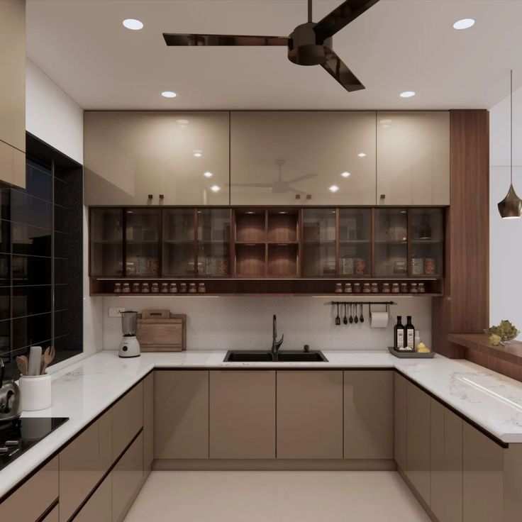Open Modular Kitchen with a Touch of Indian Culture