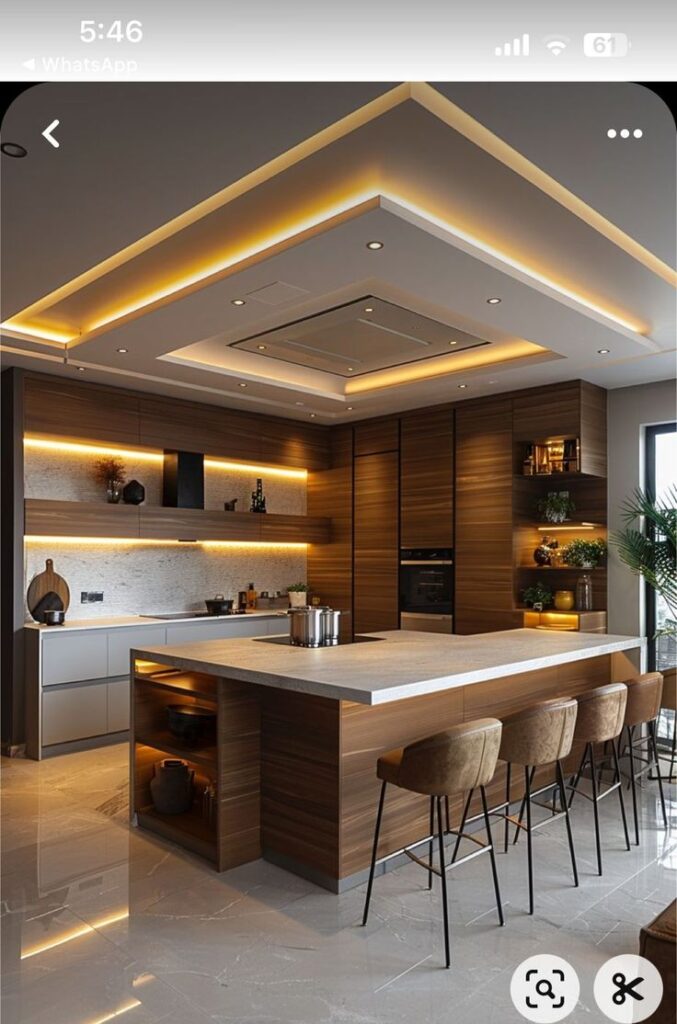 Artistic Geometric Kitchen Ceiling Design