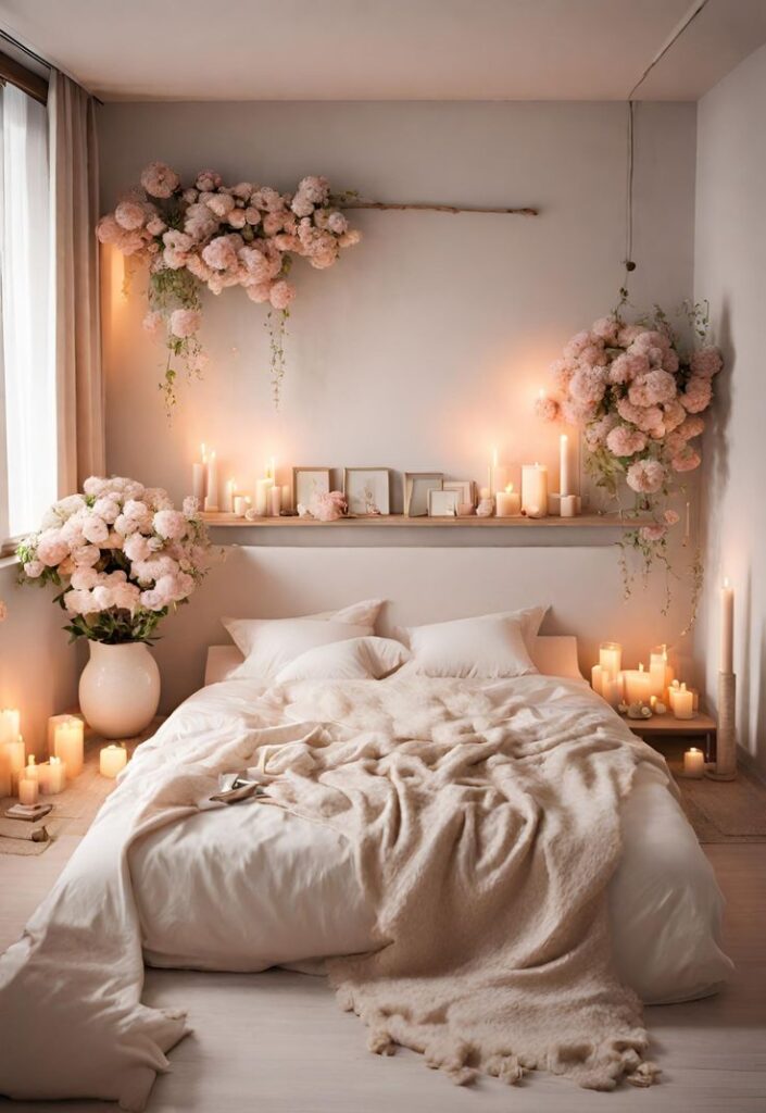 Incorporating Nature into Romantic Bedroom Wall Design