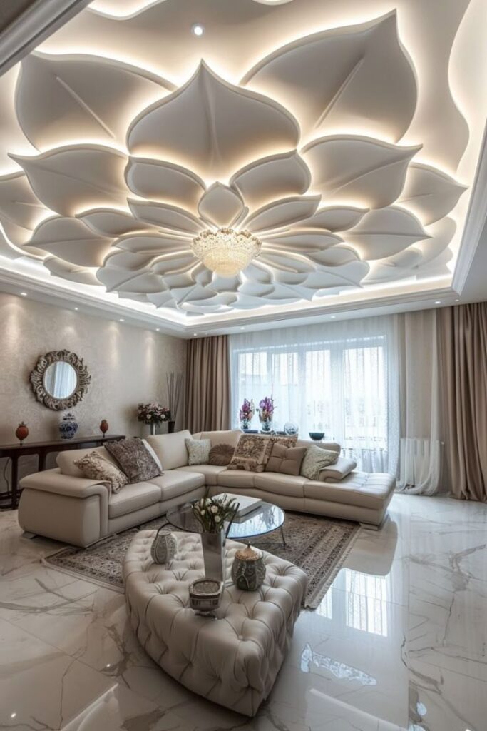 Chandeliers with False Ceiling Designs for Hall