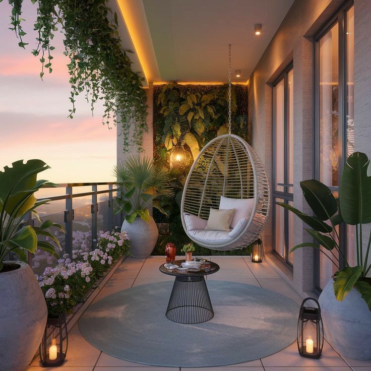 Modern Minimalist Flat Balcony Decoration India