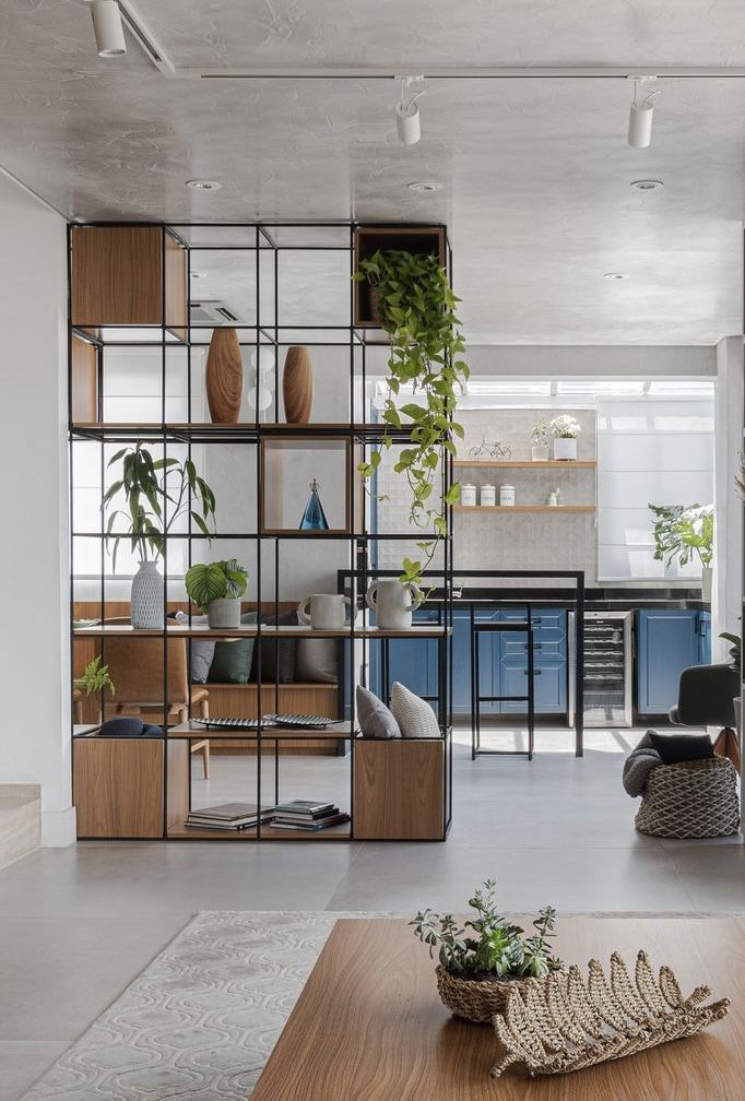 Open Frame Partition with Shelves