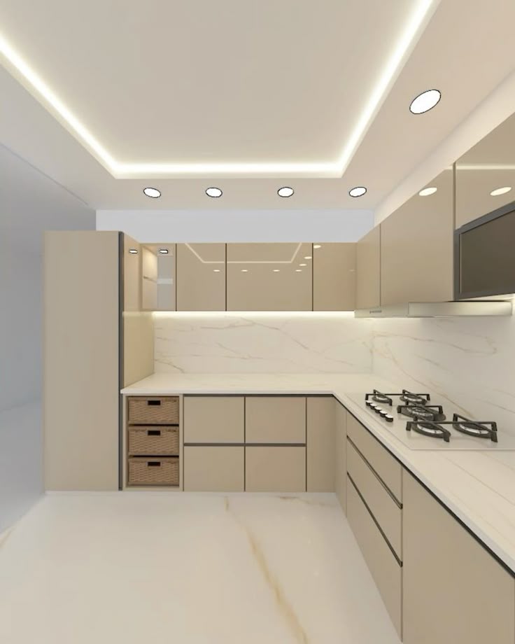 Minimalistic Modular Kitchen with Indian Flair