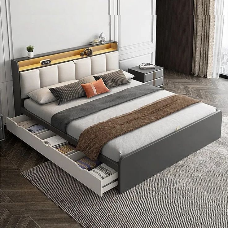 Latest Double Bed Designs with Box Storage