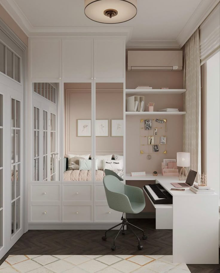 Color Schemes for Corner Wardrobes with Study Tables