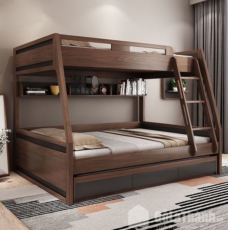 Traditional Wooden Double Deck Bed Design.