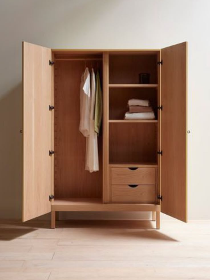 Space-Saving Wooden Almirah Design for Small Rooms