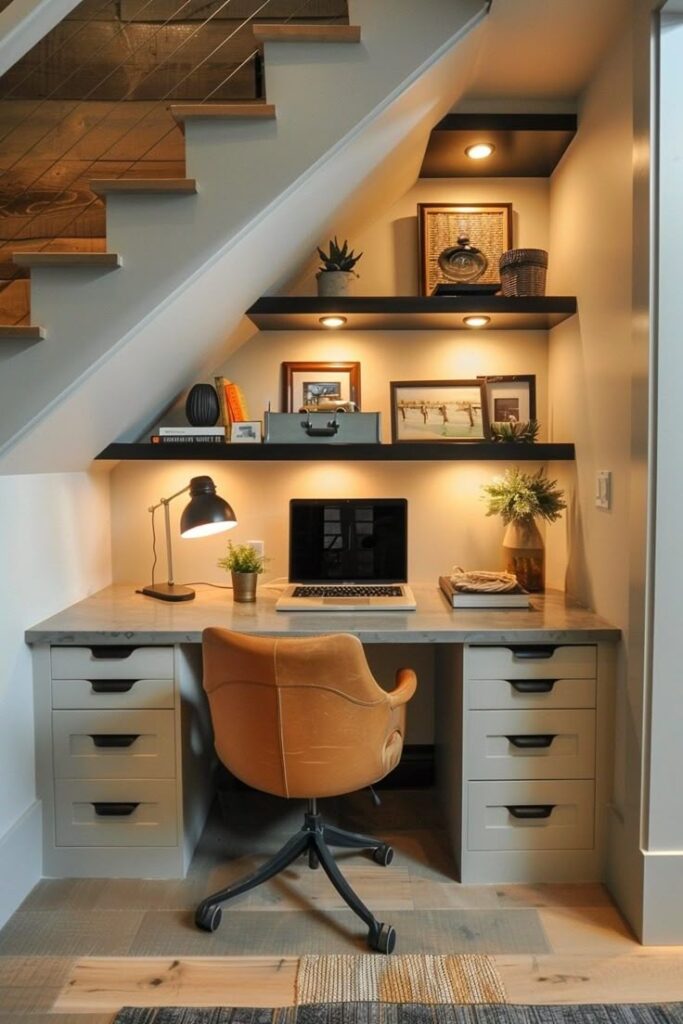 Home Office or Study Nook Under Stairs