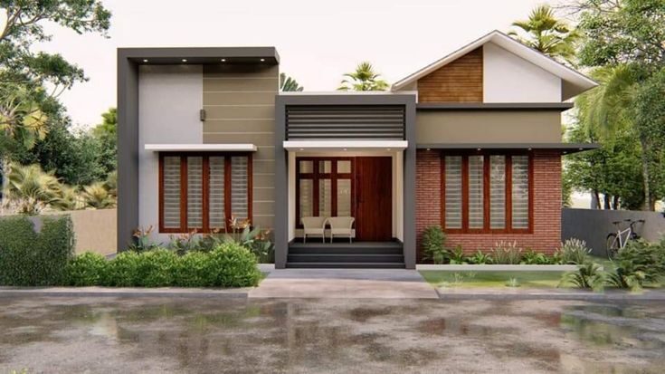 Classic Traditional Village Single Floor Home Front Design