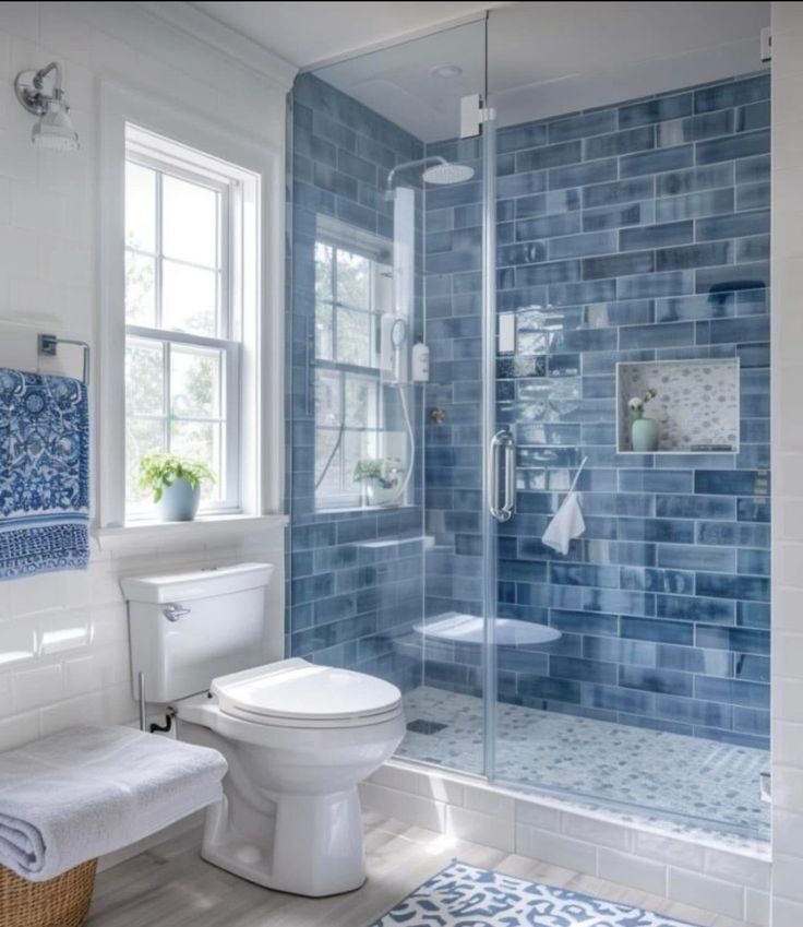 Ocean Blue Bathroom Tiles Design for a Tranquil Retreat