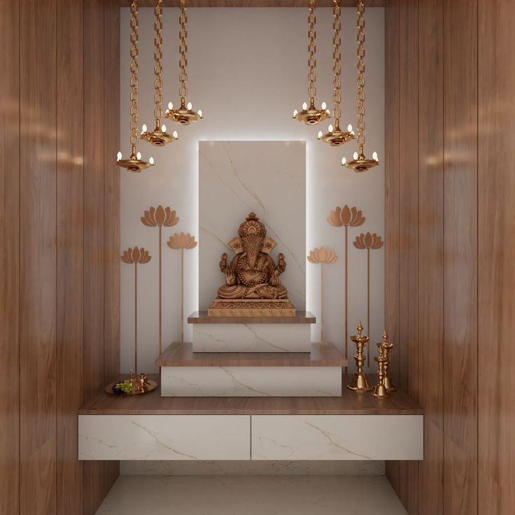 Minimalistic Pooja Room Design for Small Apartments