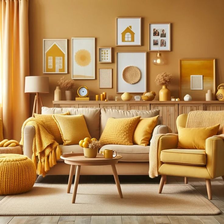 Warm Yellow Walls in Living Rooms for a Cozy Atmosphere