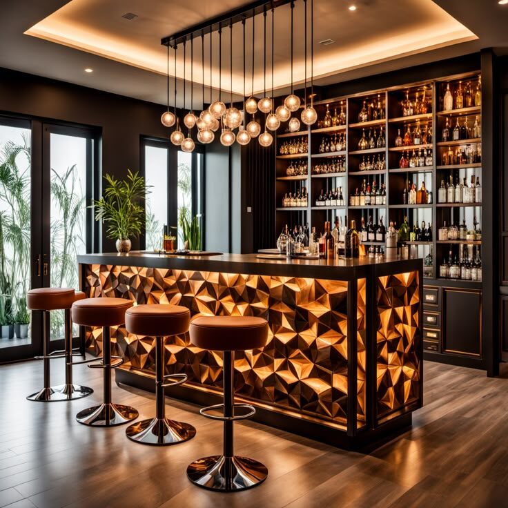 Industrial-Style Luxury Modern Home Bar