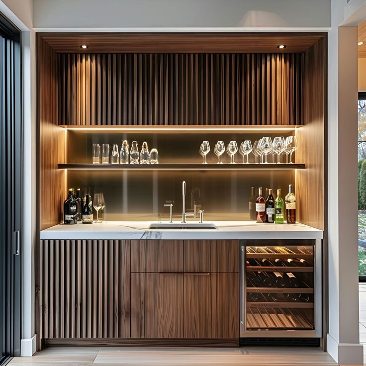 Custom Modern Wet Bar with Smart Features