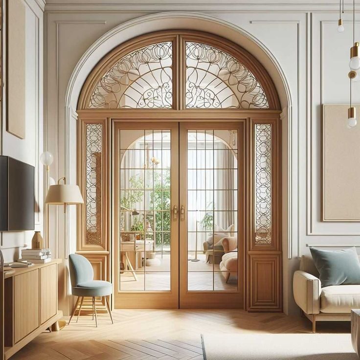 Traditional Arched Doorway with Wooden Panels