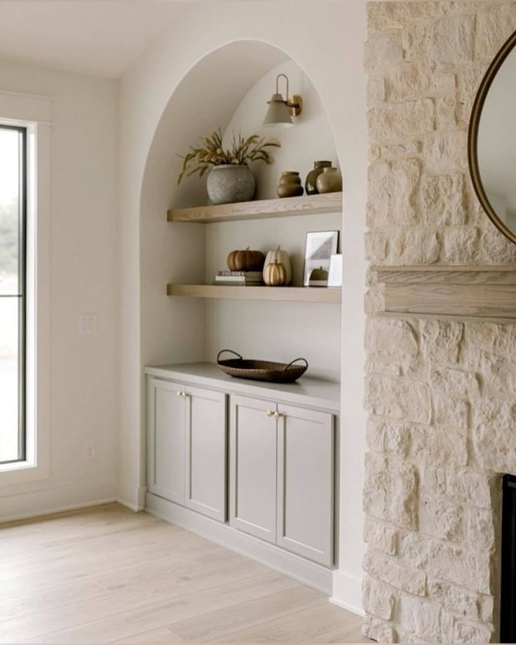 Arched Alcove Design for Shelving and Storage